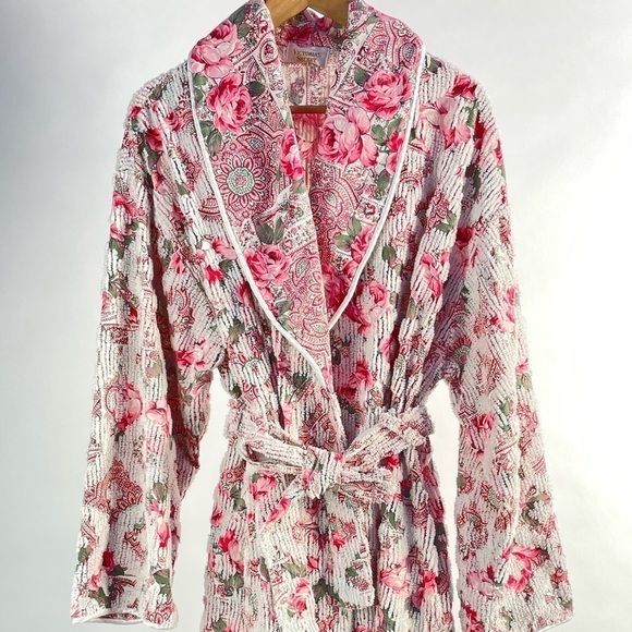 Vintage Victoria’s Secret Floral Belted Robe in White Pink Size‎ O/S - Picture 2 of 6